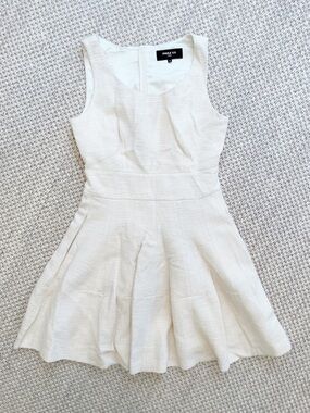 Paule Ka Paris Ivory Textured Cotton Fit & Flare Dress Size EU38 6 US Sleeveless
